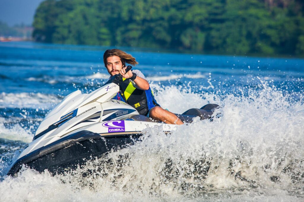 Person riding a jet ski on the lake