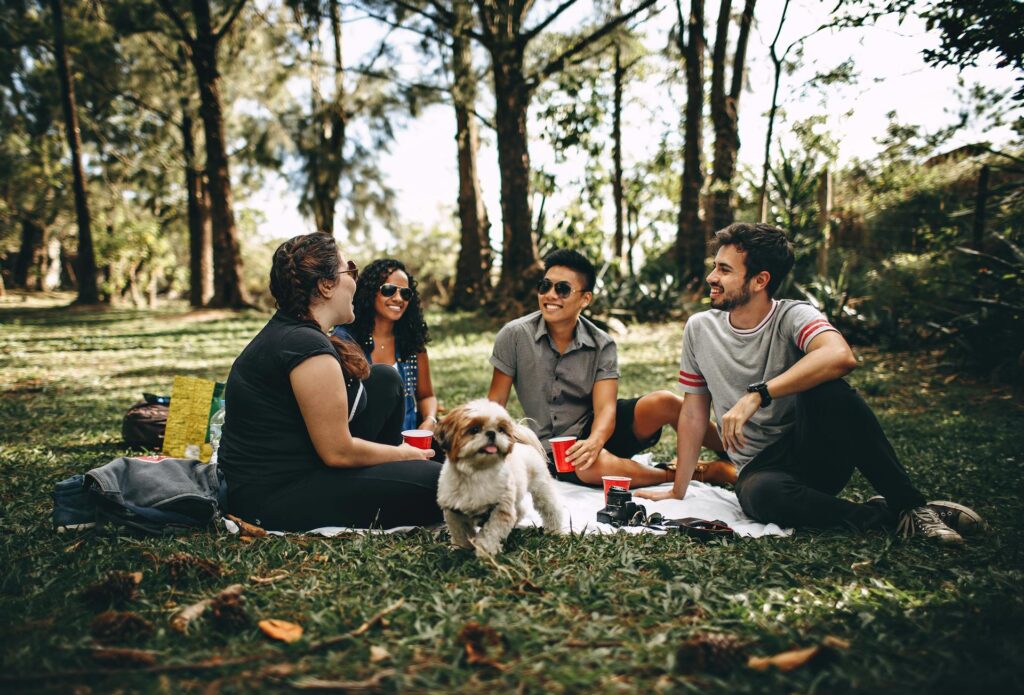 A group of friends sitting in the park